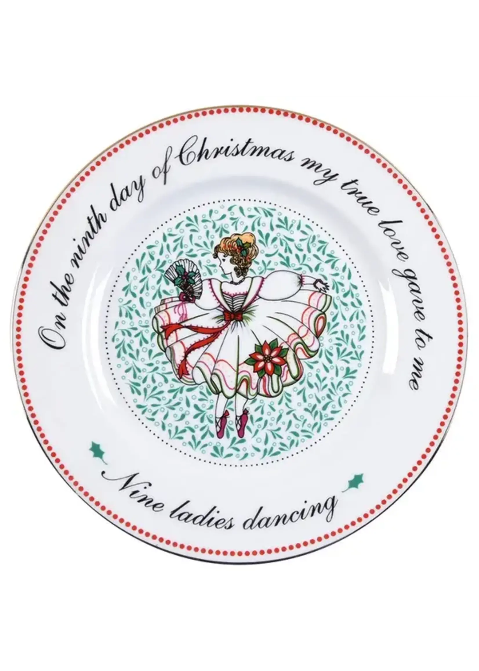 DOMESTICATIONS DOMESTICATIONS TWELVE DAYS OF CHRISTMAS SALAD PLATE-NINTH DAY