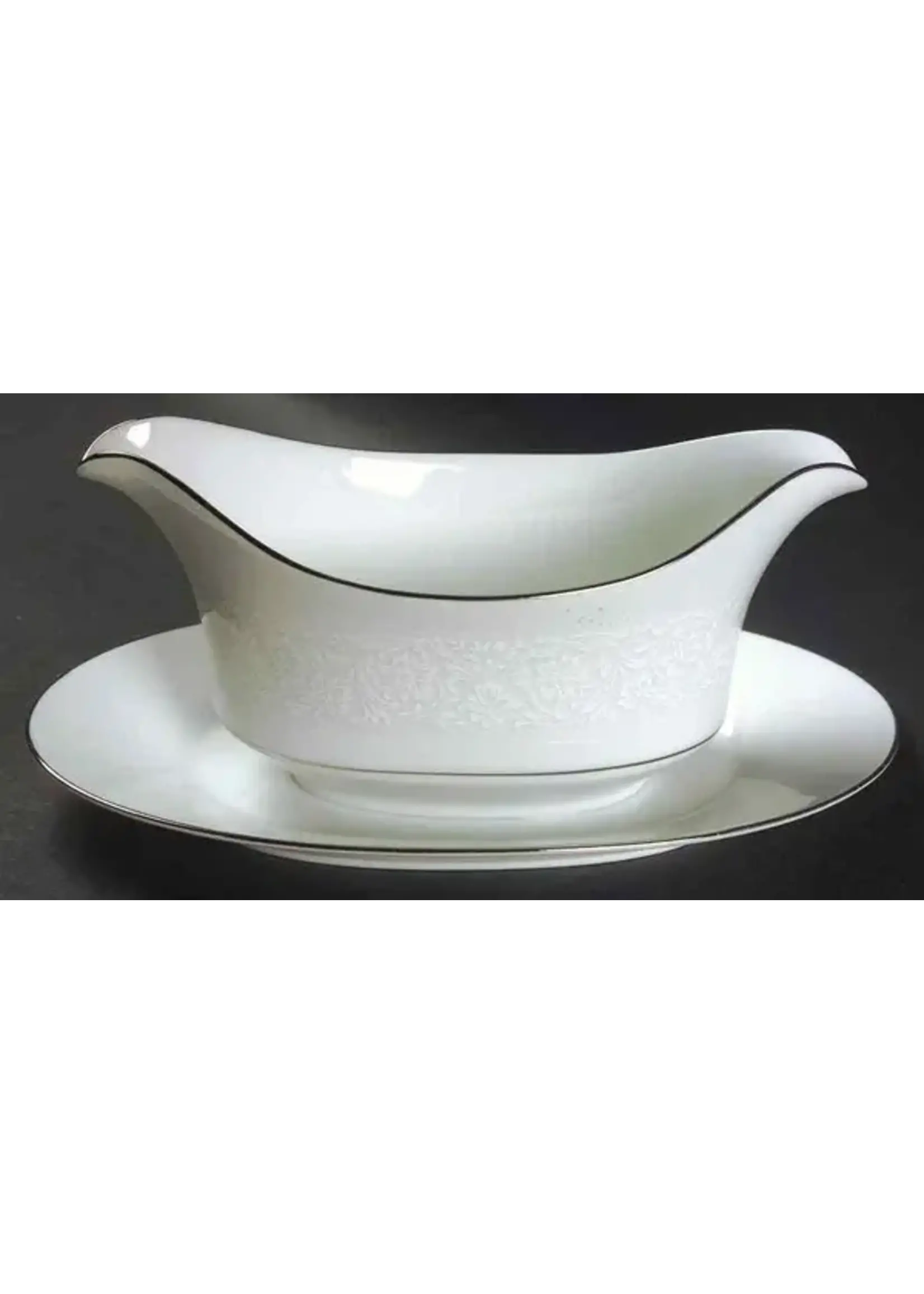 GRACE CONCERTO GRAVY BOAT W/ ATTACHED UNDER PLATE 9 1/2'