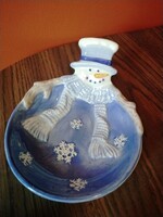 HOLIDAY SNOWMAN CANDY DISH 6"