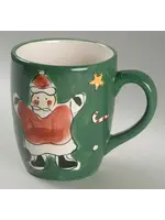 GIBSON FESTIVE GREEN SANTA MUG 4 3/4"