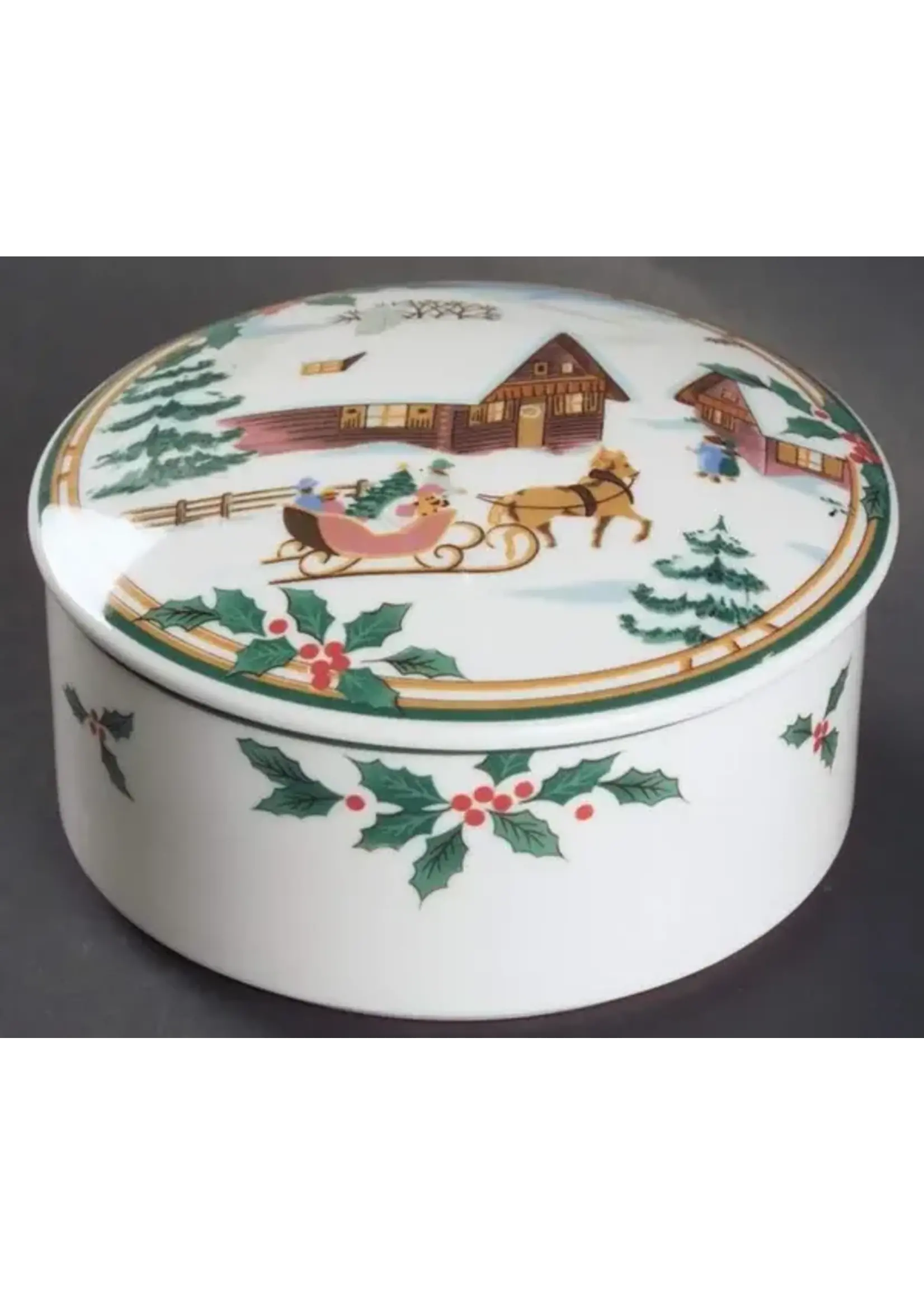 MIKASA MIKASA CHRISTMAS MAGIC CANDY BOX W/ LID 4 5/8'