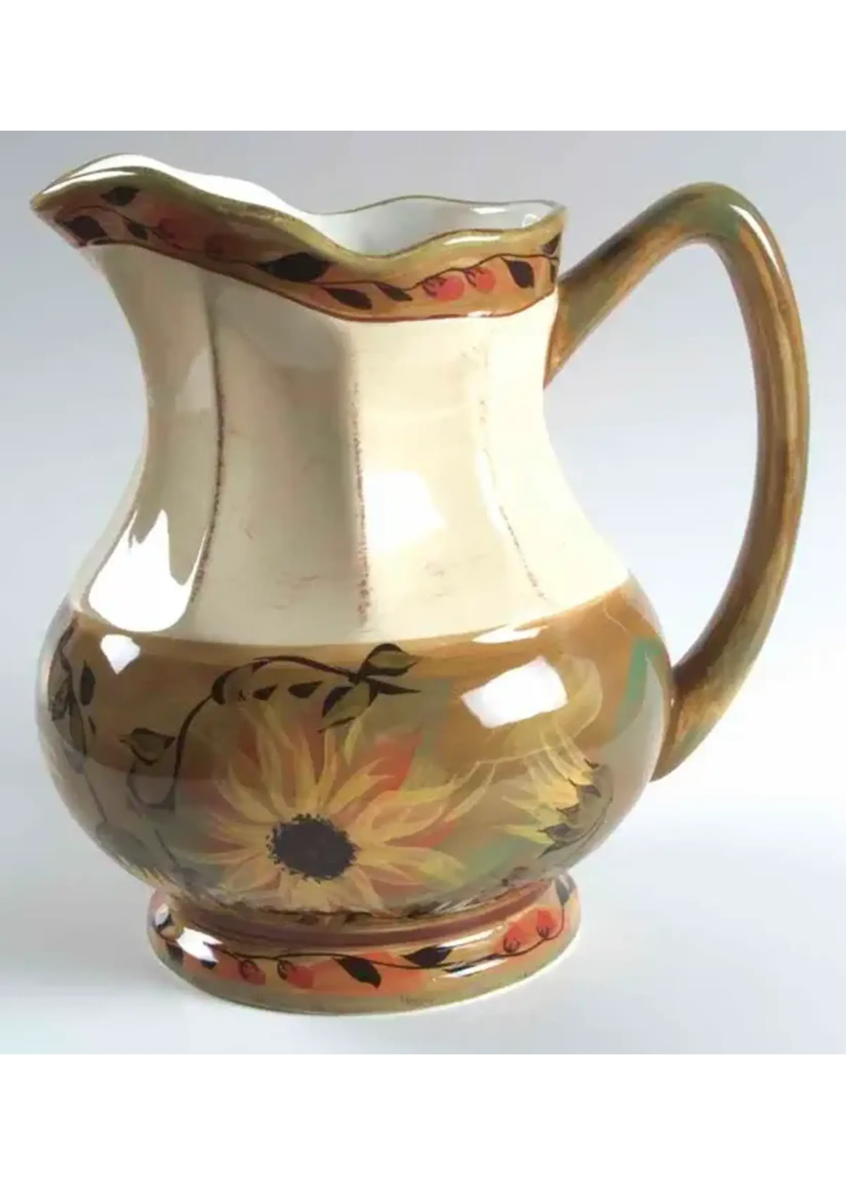 CERTIFIED INTERNATIONAL SUNFLOWER SCALLOPED EDGE PITCHER 8 3/4"