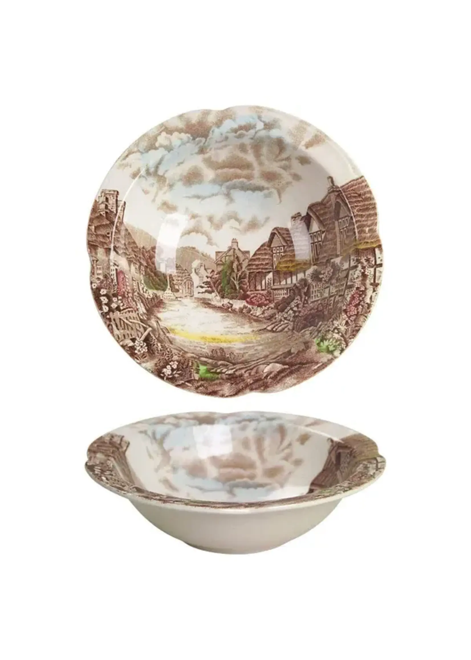 JOHNSON BROTHERS JOHNSON BROTHERS OLDE ENGLISH COUNTRYSIDE BROWN MULTICOLOR CEREAL BOWL RIM 6 1/4"