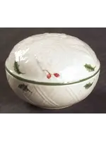 MIKASA SEASON'S HOLLY ROUND BOX WITH LID 3 3/8"