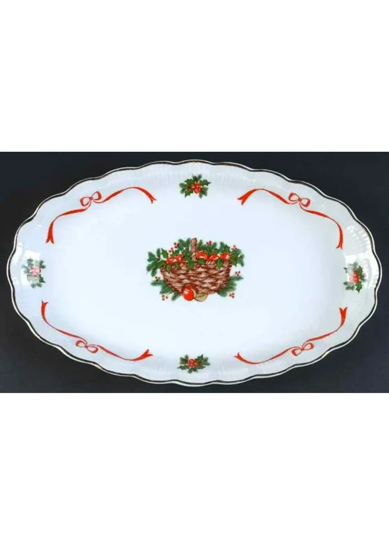 WALBRZYCH WALBRZYCH HOLIDAY RIBBON RIBBED PLATTER 13"