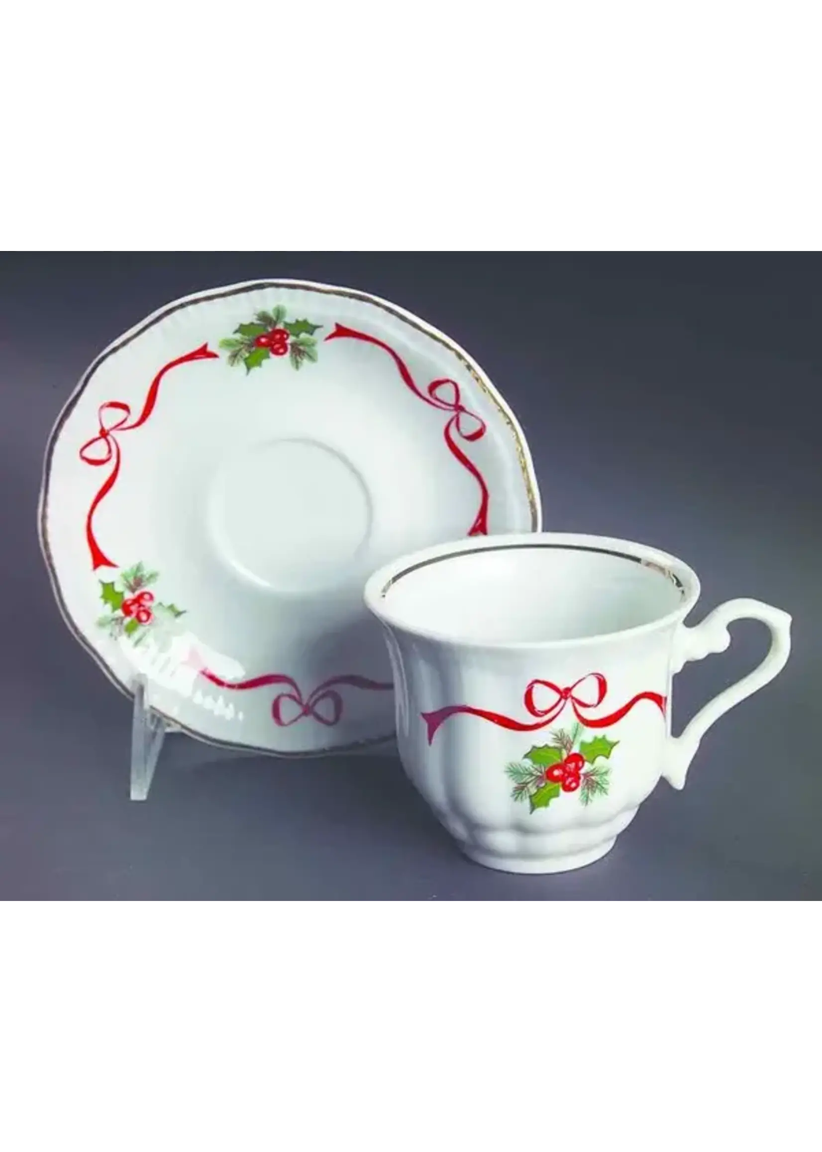 WALBRZYCH WALBRZYCH HOLIDAY RIBBON RIBBED CUP & SAUCER