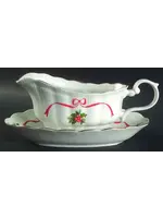 WALBRZYCH HOLIDAY RIBBON RIBBED GRAVY BOAT & UNDERPLATE/RELISH