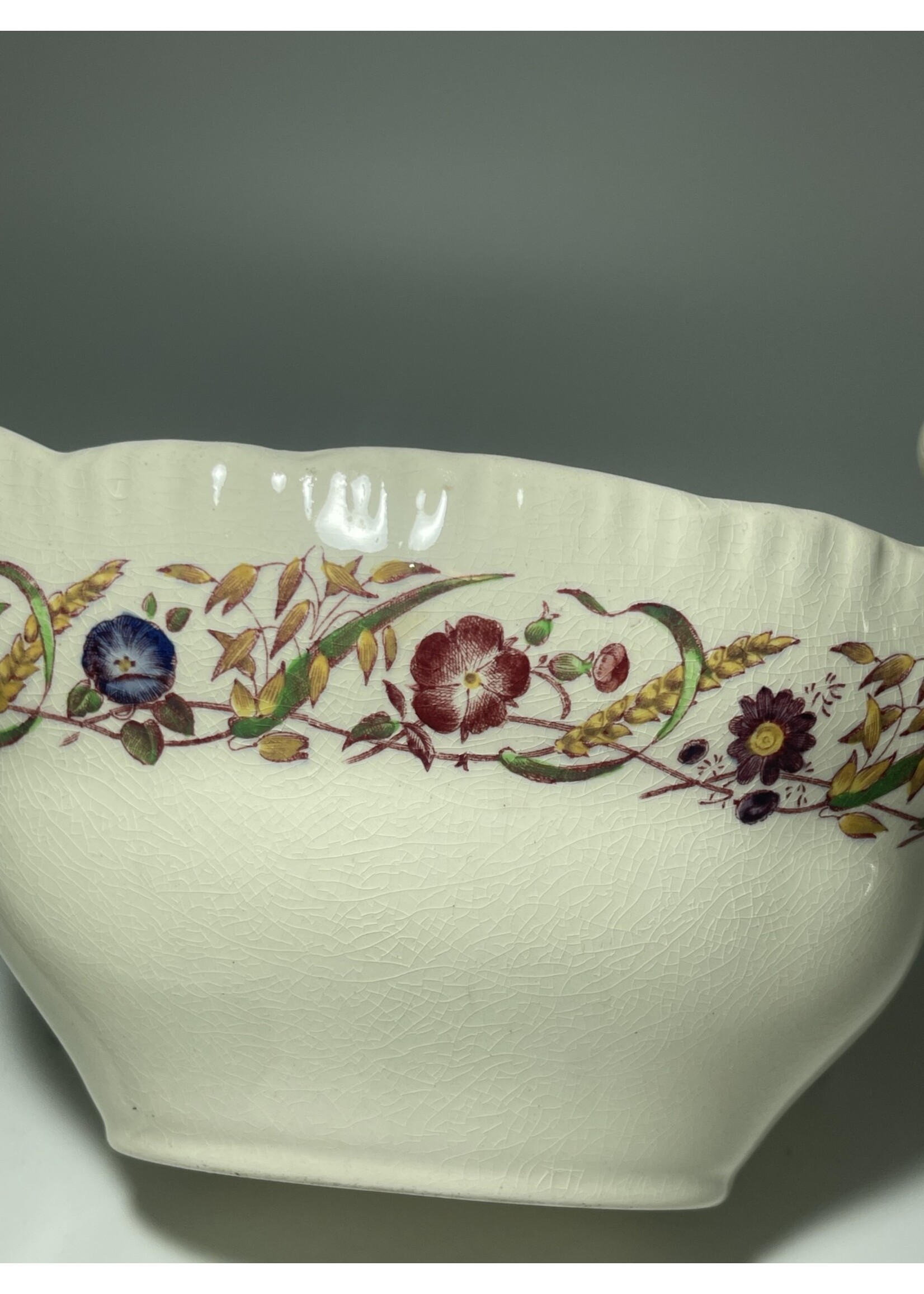 WEDGWOOD CORNFLOWER GRAVY BOAT W/ ATTACHED UNDERPLATE