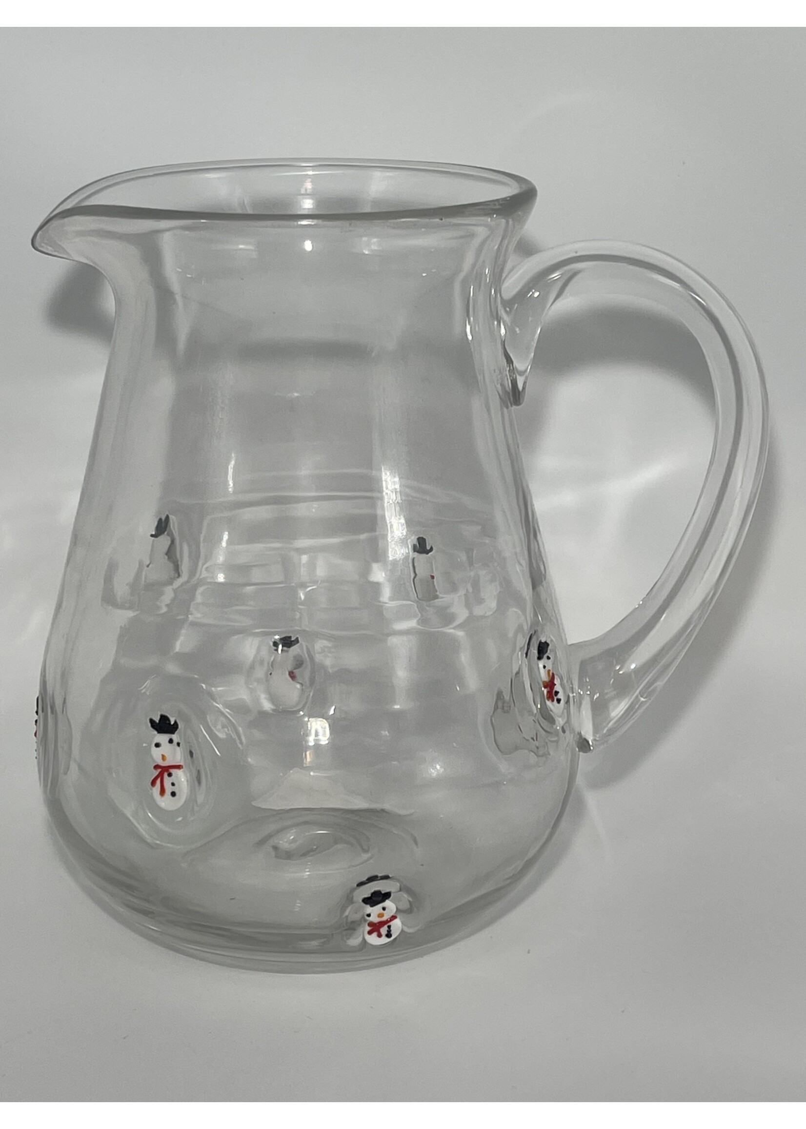 HAND BLOWN SNOWMEN PITCHER