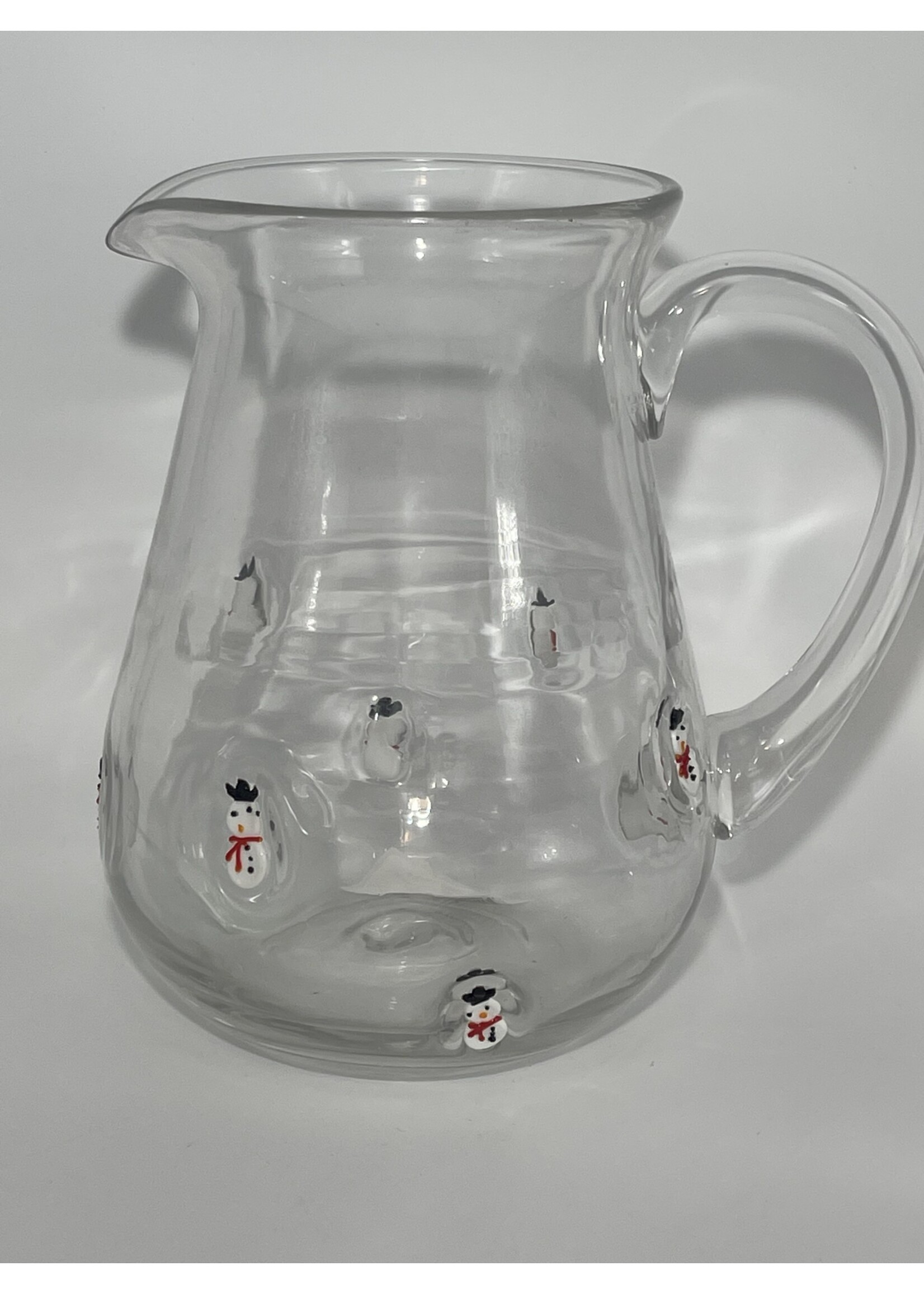 HAND BLOWN SNOWMEN PITCHER