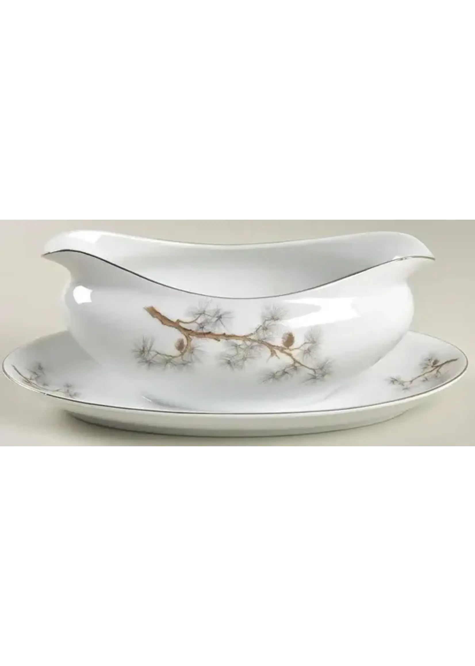 FASHION MANOR FASHION MANOR PINEDALE GRAVY BOAT W/ATTACHED UNDERPLATE