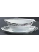 NORITAKE GLENWOOD GRAVY BOAT W/ATTACHED UNDERPLATE