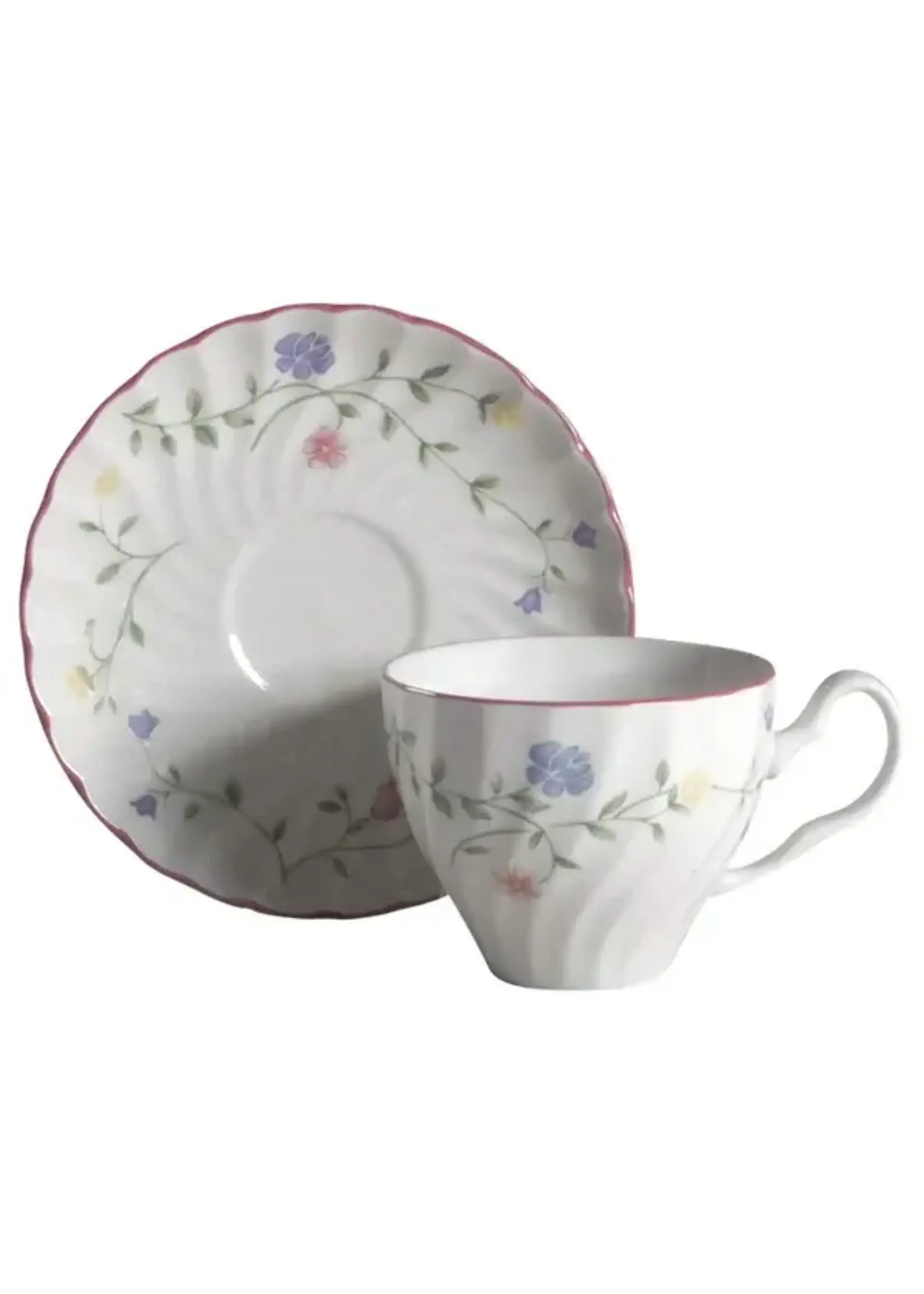 JOHNSON BROTHERS SUMMER CHINTZ FLAT CUP AND SAUCER SET