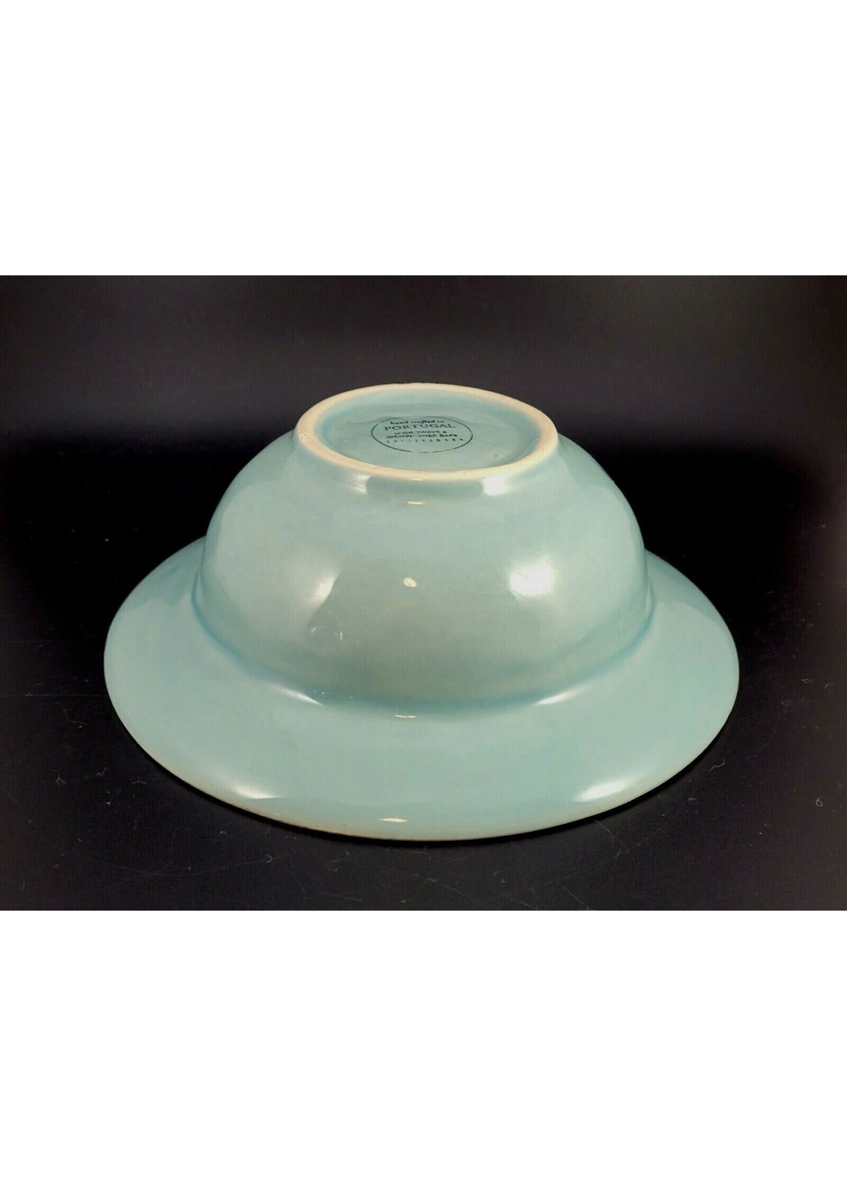 POTTERY BARN CAMBRIA-TURQUOISE RIM SOUP BOWL 7 3/4"