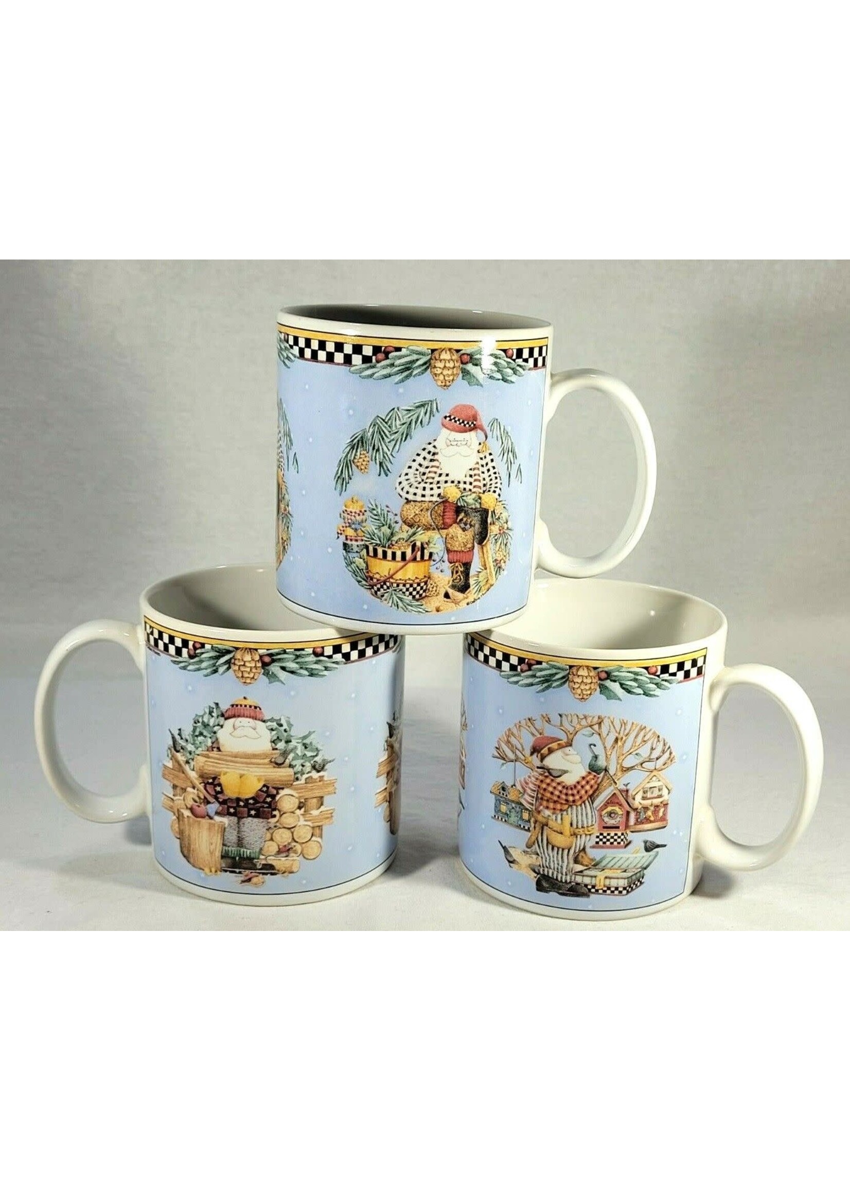 SAKURA CHRISTMAS WOODLAND SANTA MUGS (SET OF 3)