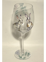 PIER 1 ELEGANT GRAY BUNNY WINE GLASS  9 3/8"