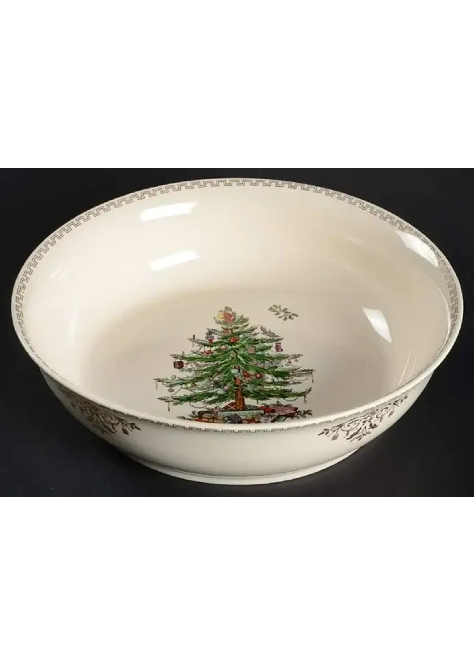 SPODE CHRISTMAS TREE GOLD TRIM ROUND SALAD BOWL 10"