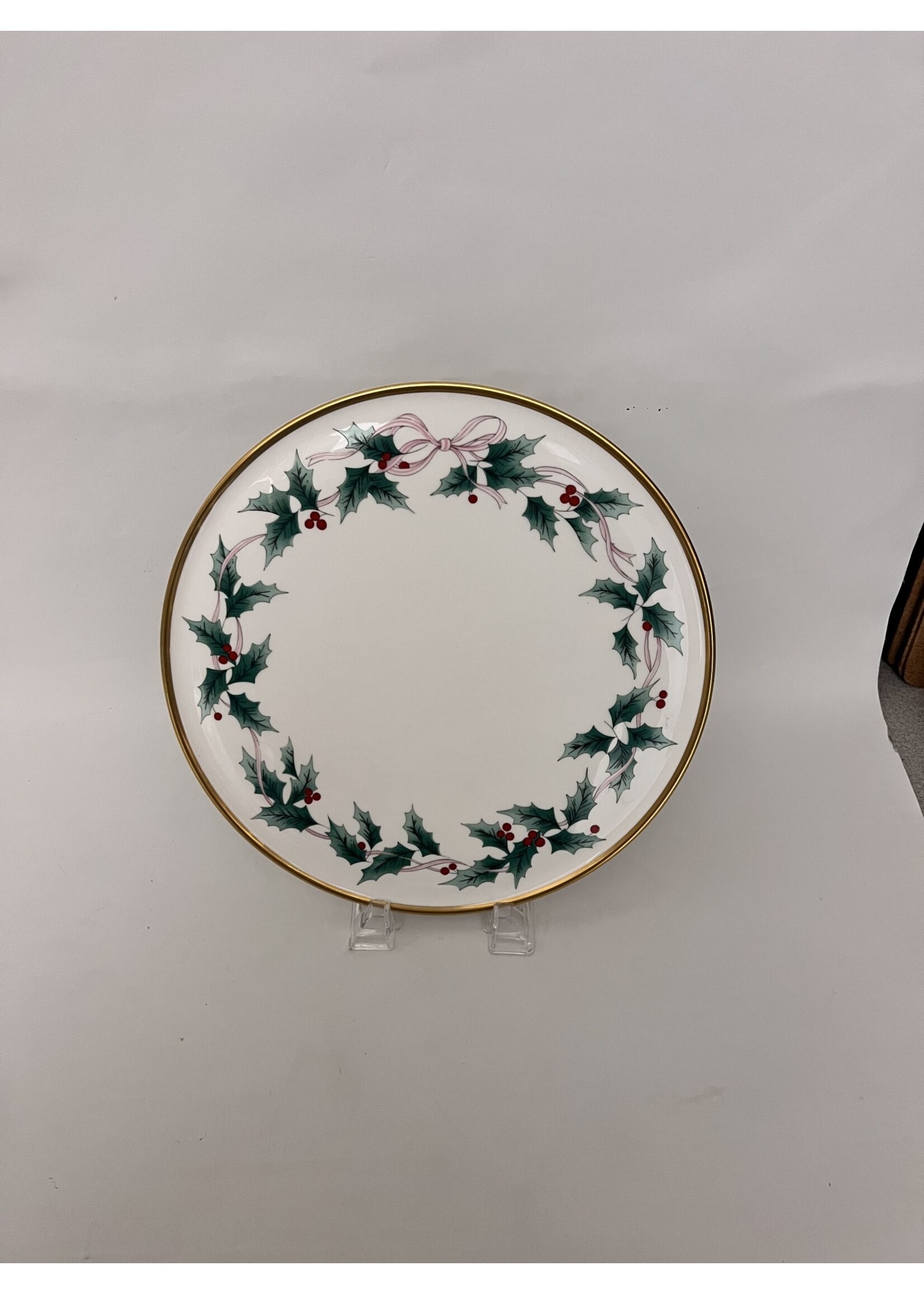 MIKASA RIBBON HOLLY CAKE PLATE 11 3/4"