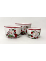 FITZ & FLOYD CANDY CANE SANTA NESTING BOWLS SET OF 3