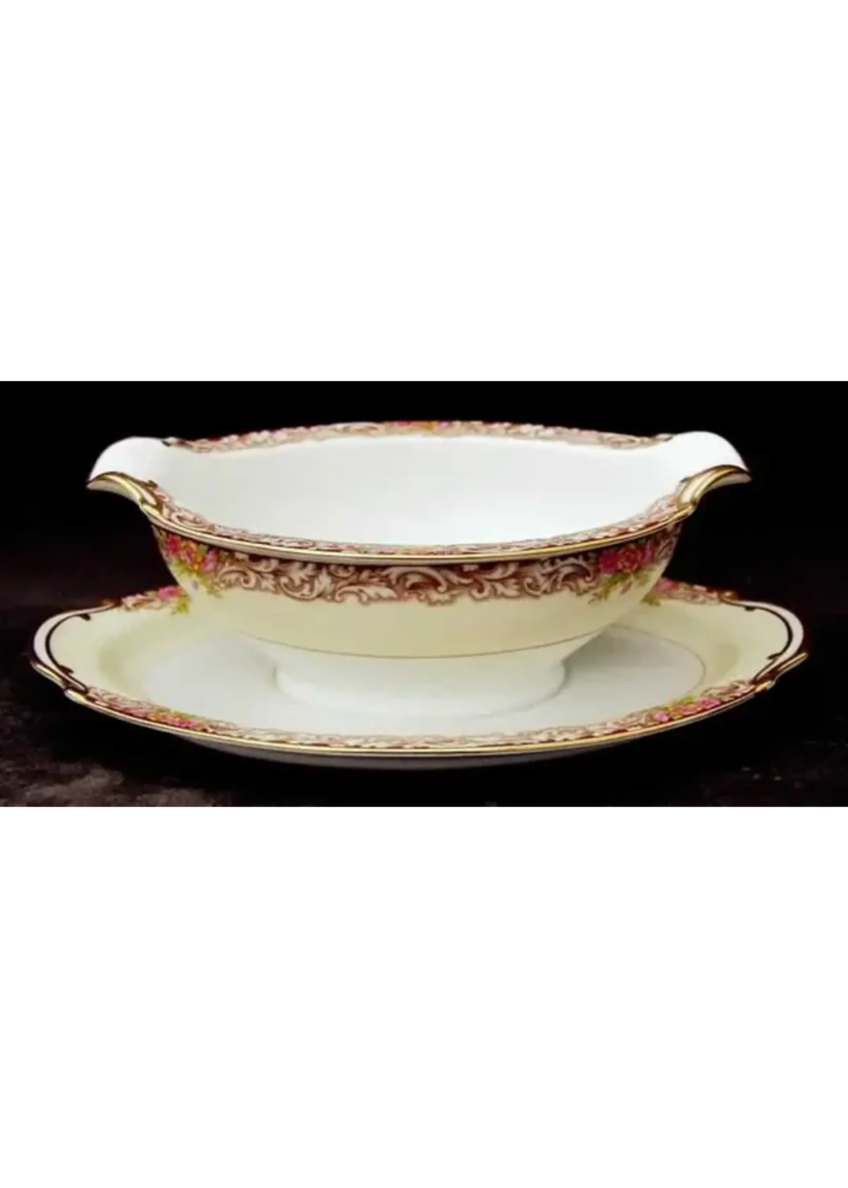 NORITAKE HARMONY GRAVY BOAT W/ATTACHED UNDERPLATE