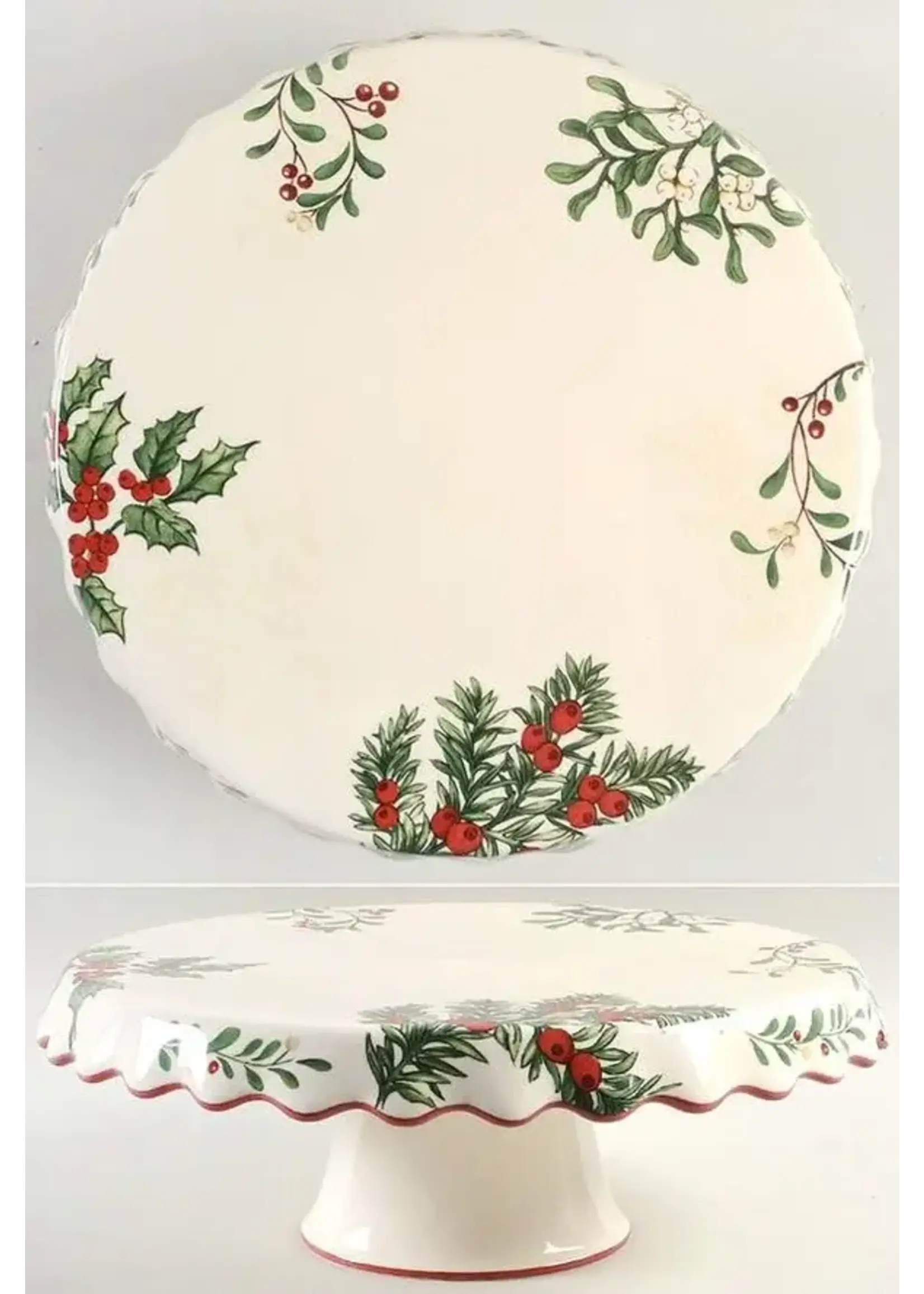 BETTER HOMES AND GARDENS WINTER FOREST CAKE STAND 12"