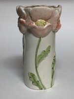 FITZ & FLOYD HANDPAINTED PINK FLORAL VASE 6.5"