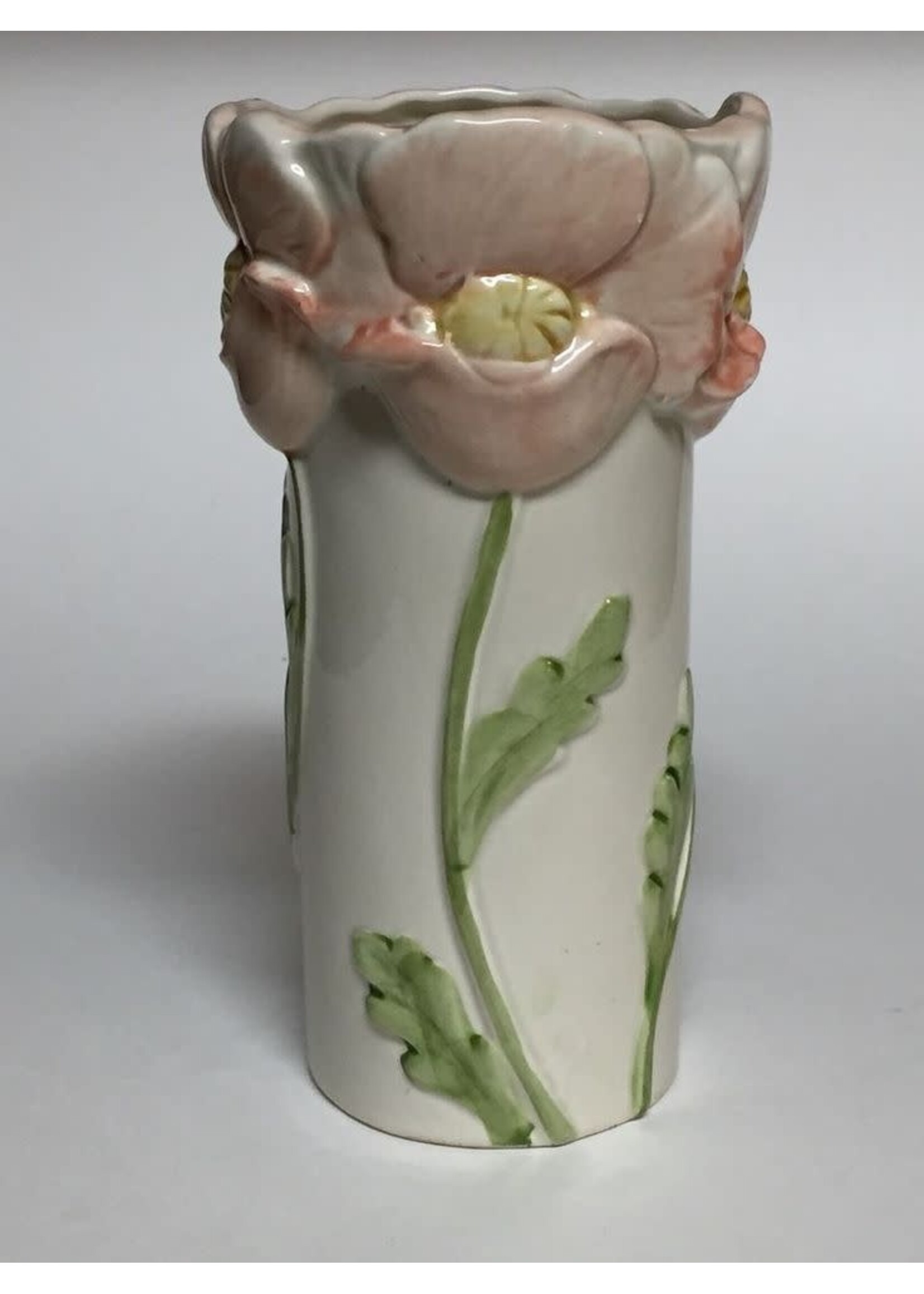 HANDPAINTED PINK FLORAL VASE 6.5"