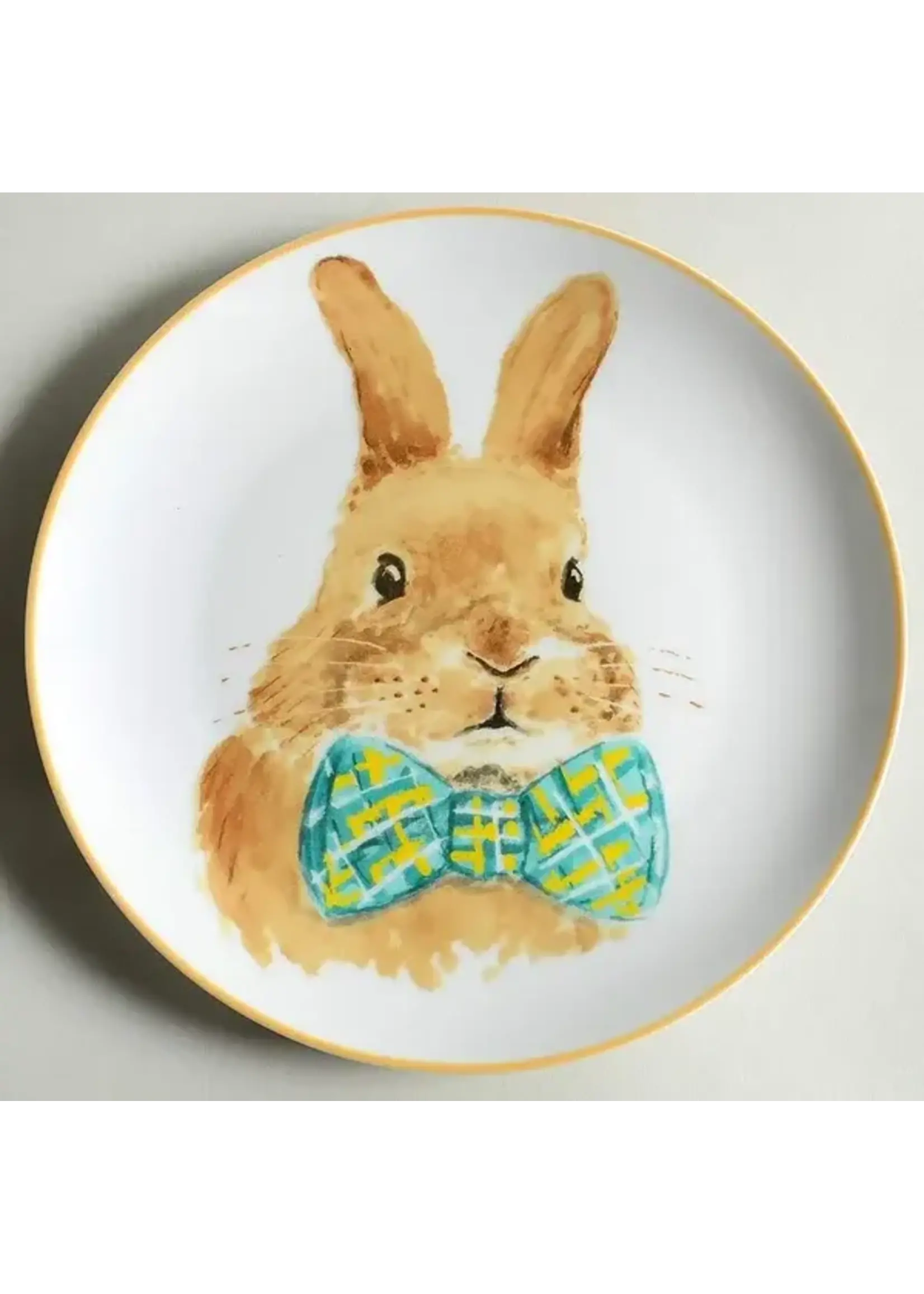 PIER 1 BUNNY FACES SALAD PLATE BOW TIE