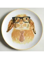 PIER 1 BUNNY FACES SALAD PLATE GLASSES & NECKTIE