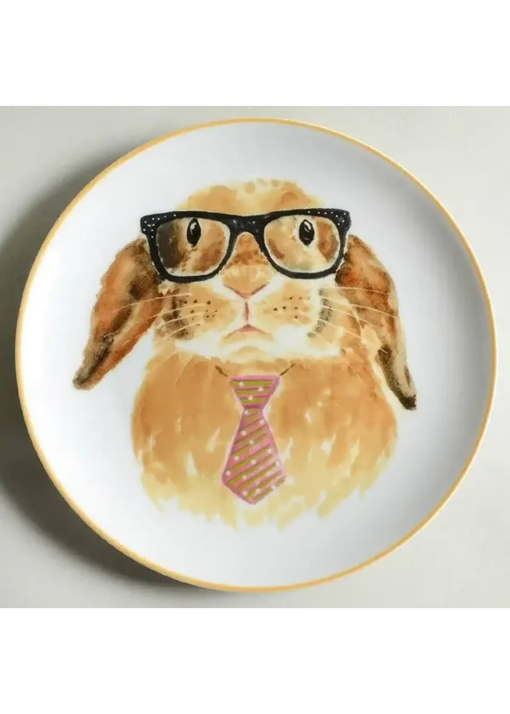 PIER 1 BUNNY FACES SALAD PLATE GLASSES