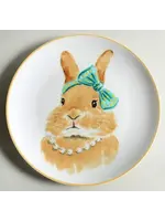 PIER 1 BUNNY FACES SALAD PLATE PEARLS & BOW