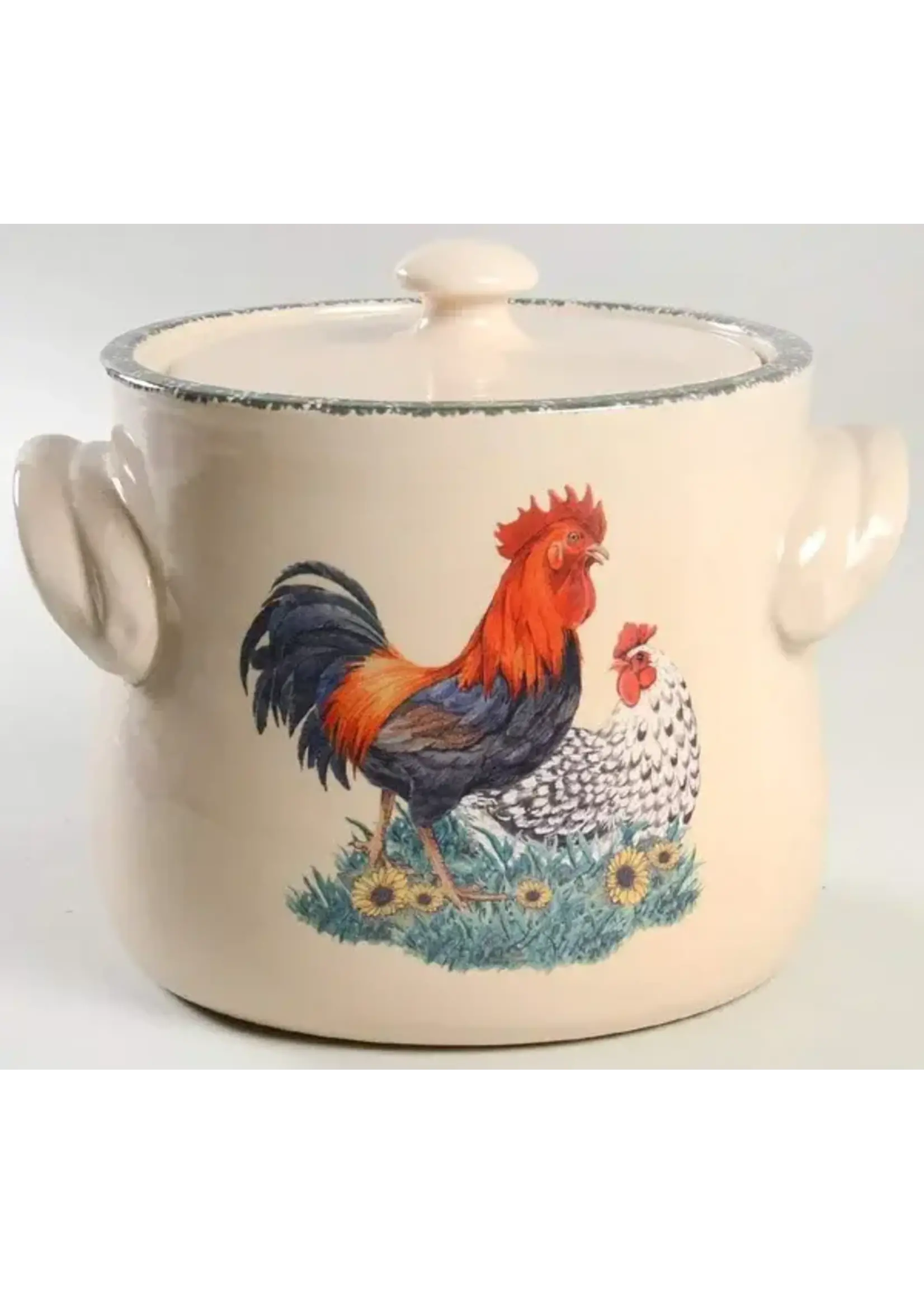 HOME & GARDEN PARTY ROOSTER BEAN POT W/LID