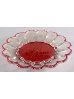 HOBNAIL RED TRIM 11" DEVILED EGG PLATE