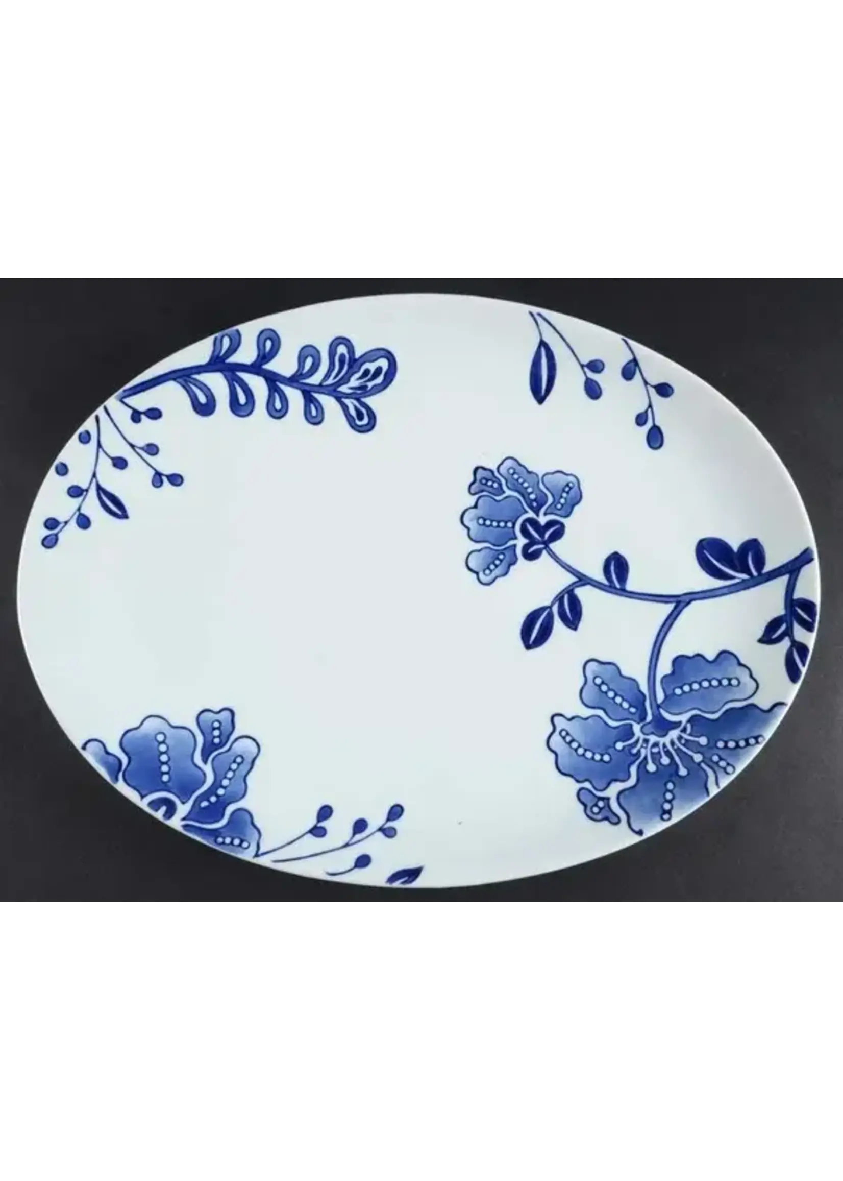 HOME BLUE & WHITE OVAL PLATTER 16"