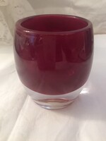 RUBY RED ART GLASS TEALIGHT HOLDER