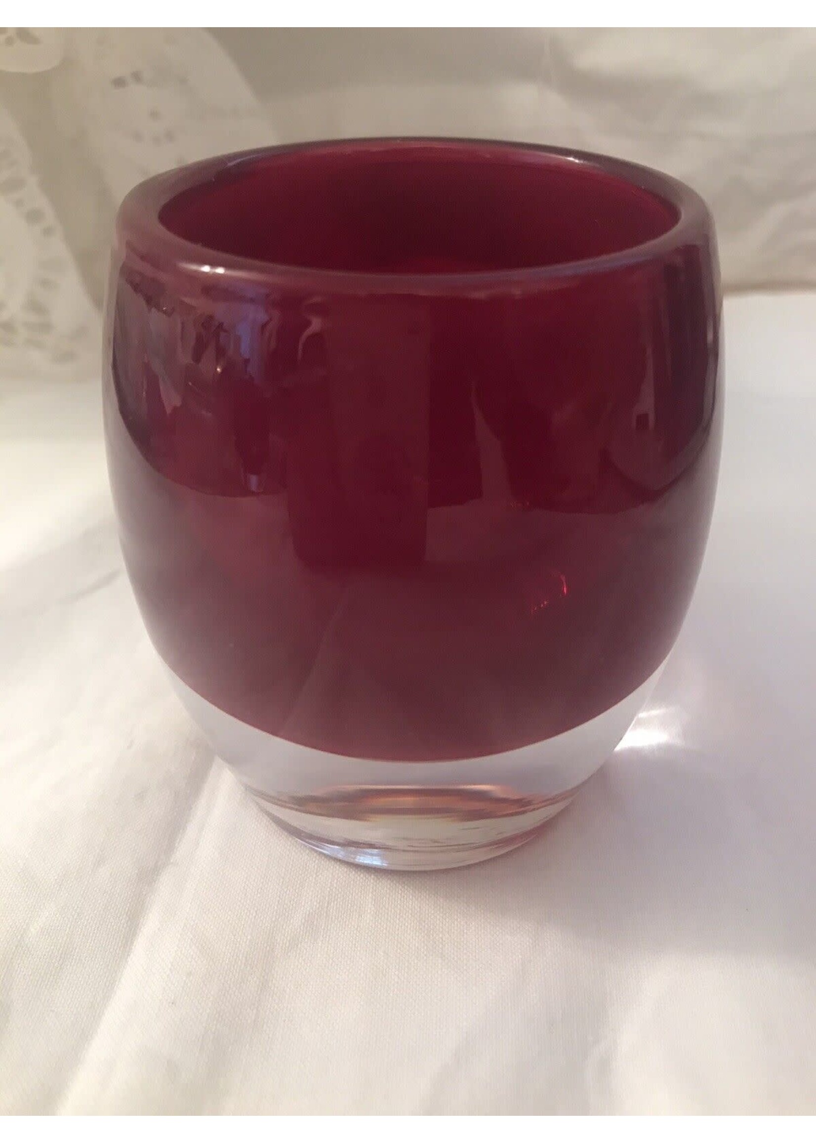 RUBY RED ART GLASS TEALIGHT HOLDER