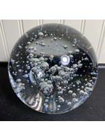 BUBBLES CLEAR GLASS PAPERWEIGHT 3 1/2"