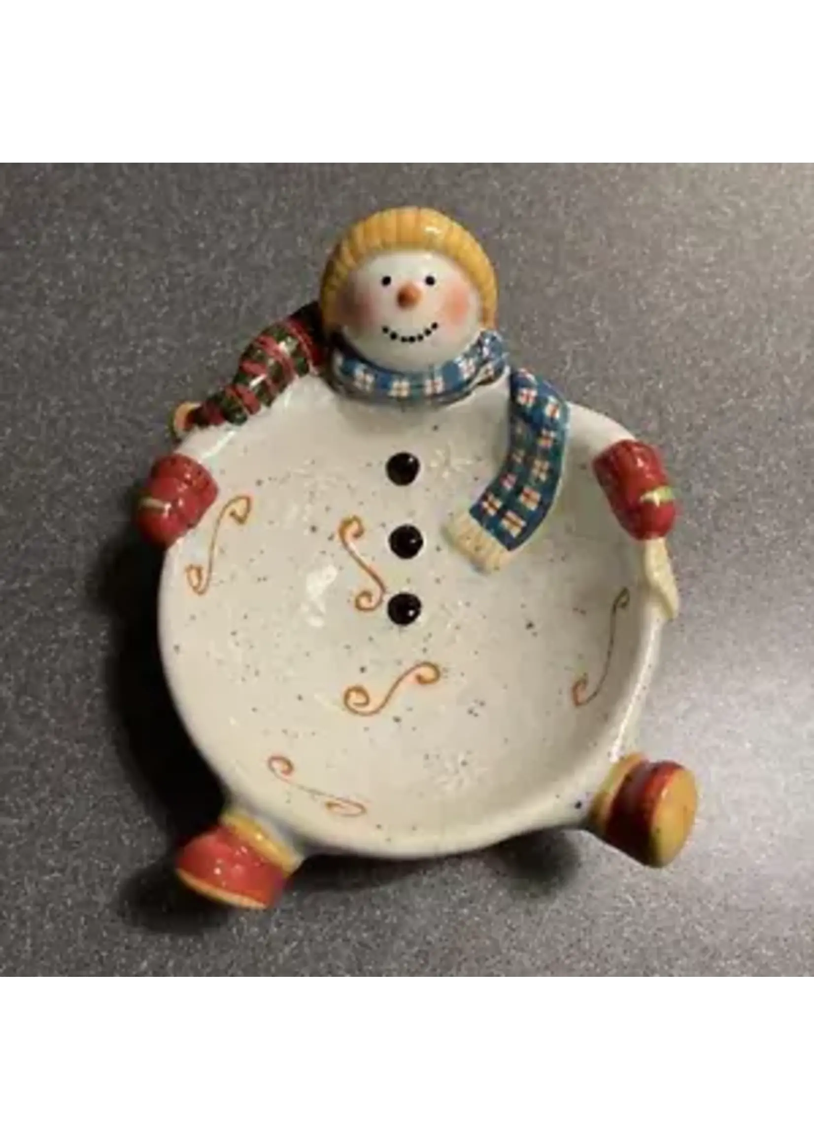 CERTFIED INTERNATIONAL TUMBLING SNOWMAN CANDY DISH