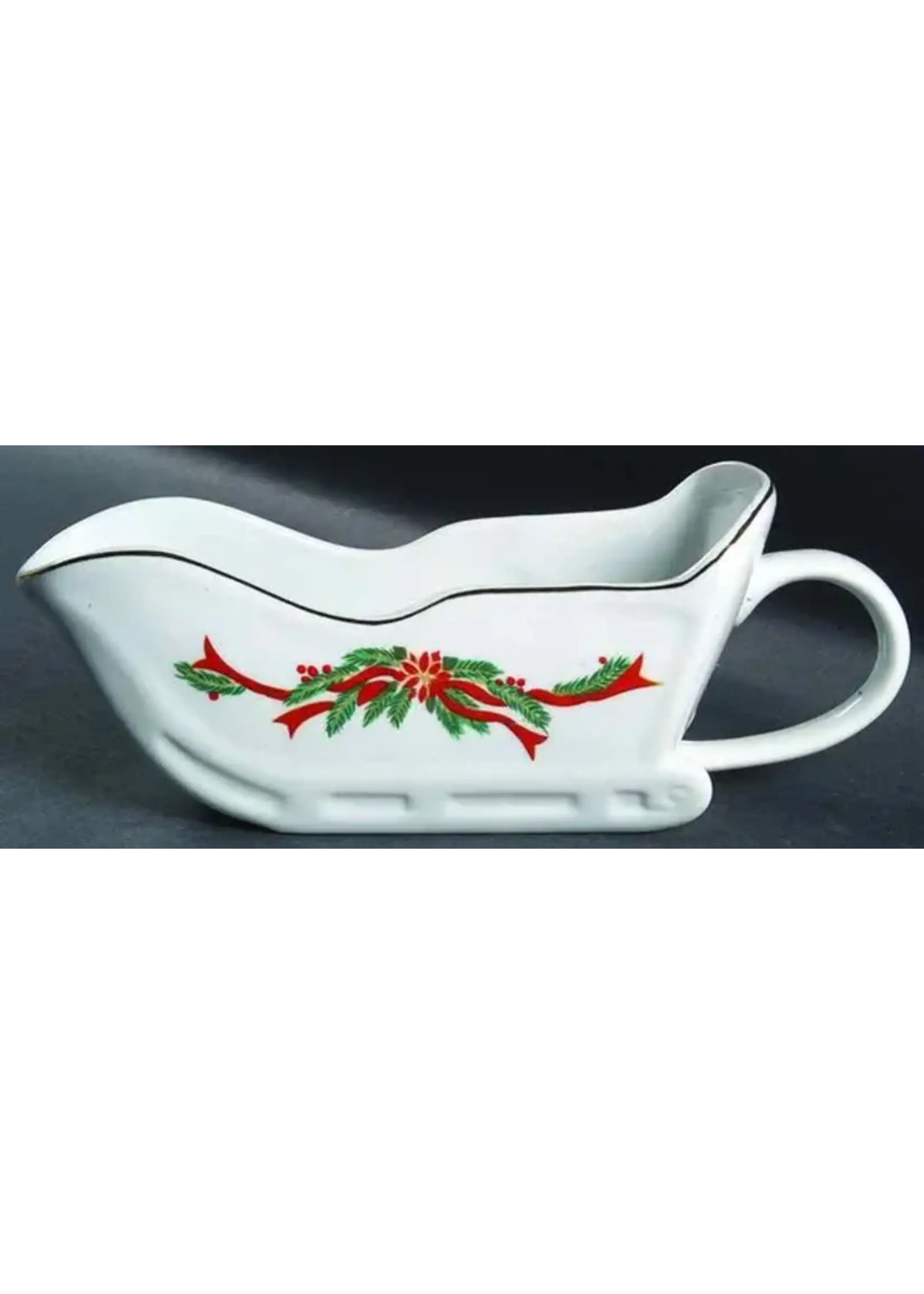 FINE CHINA OF CHINA FINE CHINA OF CHINA POINSETTIA & RIBBONS GRAVY BOAT