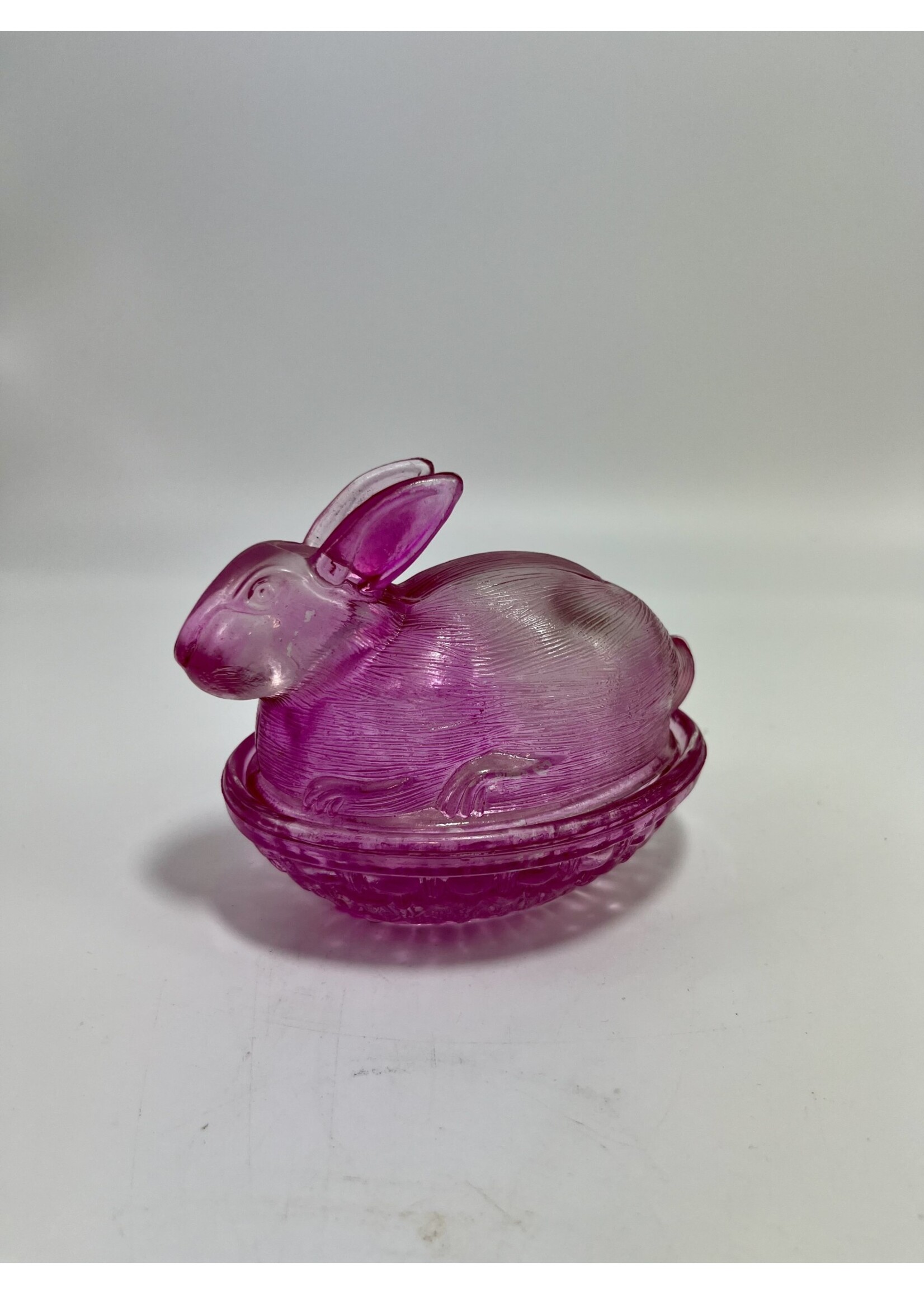 LE SMITH PINK BUNNY COVERED CANDY DISH