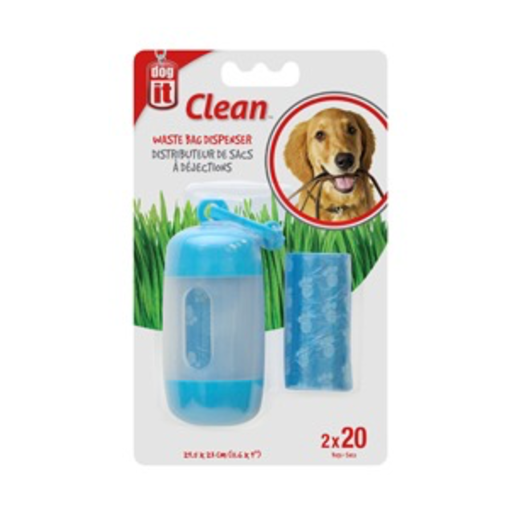 DOG IT Dogit Bag Dispenser - 2 Rolls/20 Bags - 29.5 x 23 cm (11.6 x 9 in) - Blue