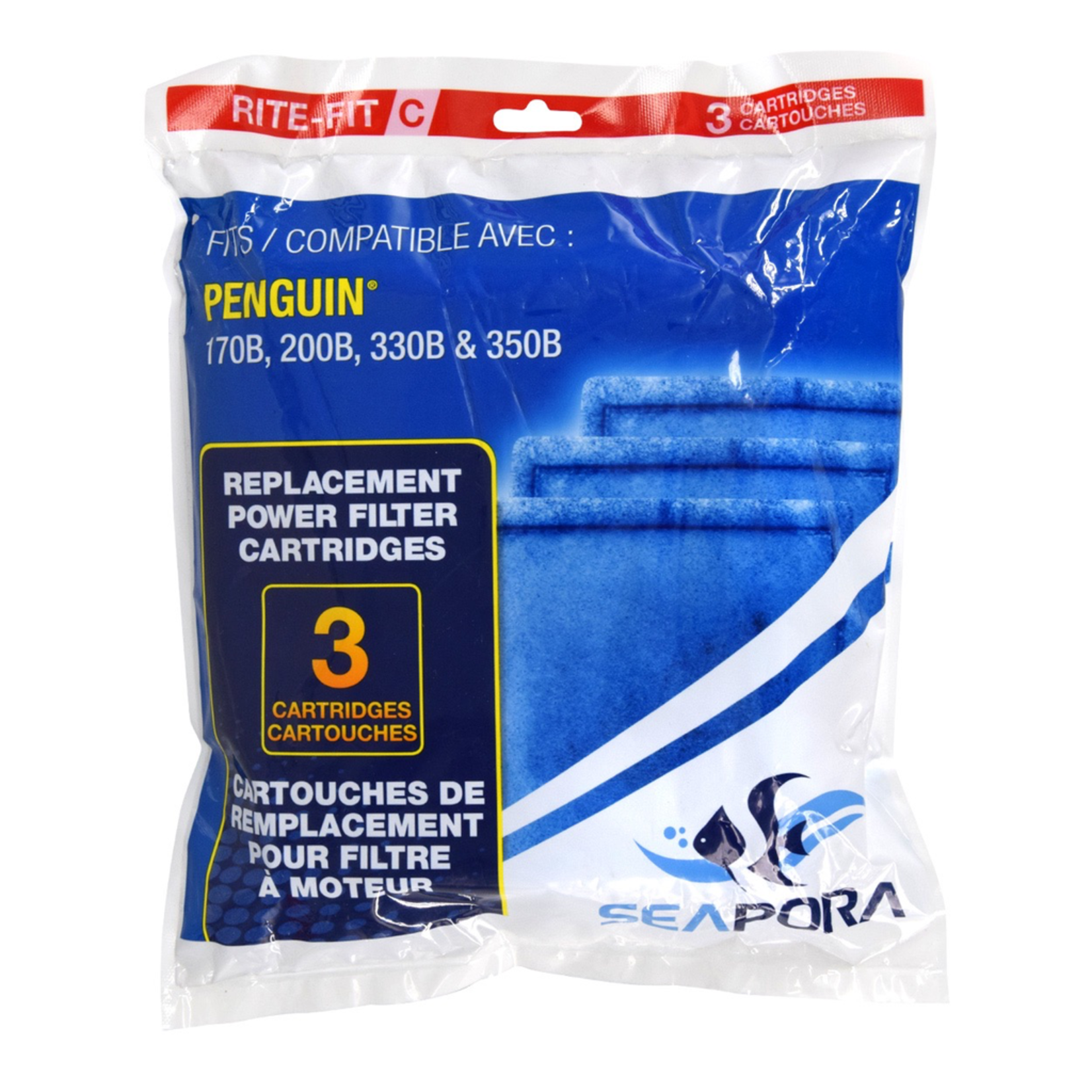 SEAPORA (D) Rite-Fit C Cartridges for Penguin® Power Filters - 170B/200B/330B/350B - 3 pk