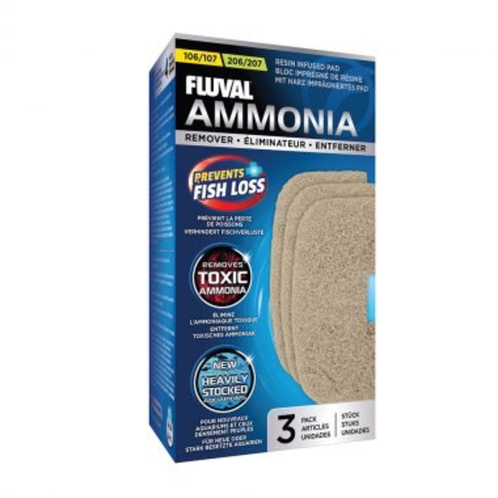 FLUVAL (W) FL106/206, 107/207 Ammonia Remover Pad, 3pcs