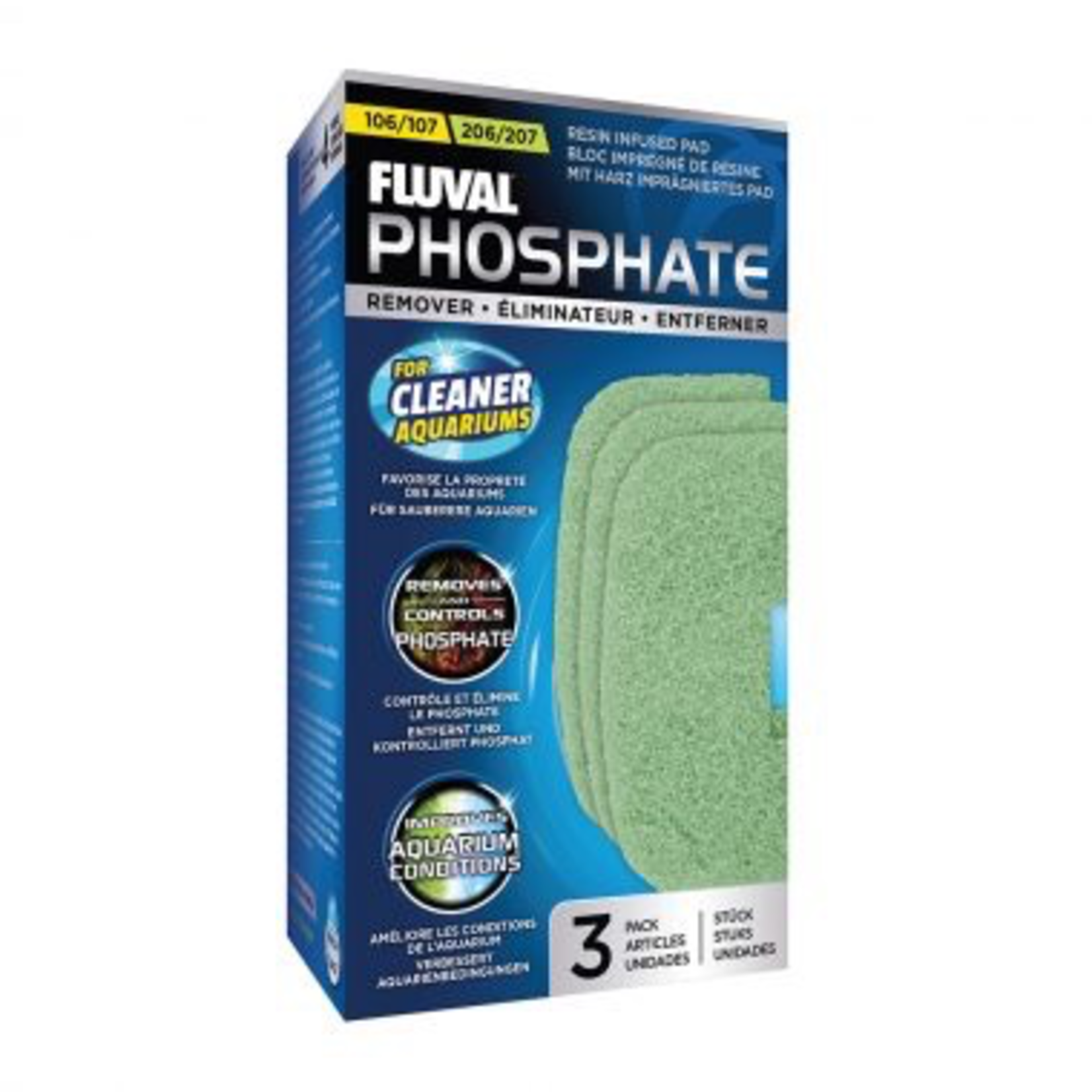 FLUVAL (W) FL 106/206, 107/207 Phosphate Remover Pad, 3pcs