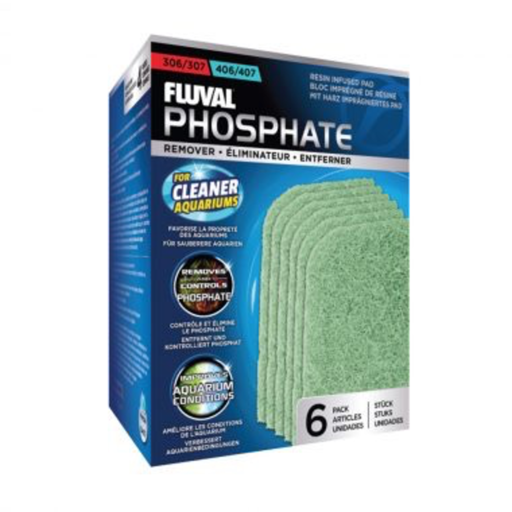 FLUVAL (W) FL 306/406, 307/407 Phosphate Remover Pad, 6pcs