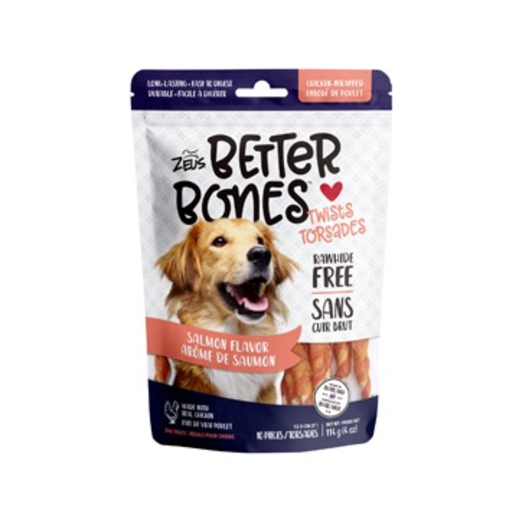 ZEUS (W) Zeus Better Bones - Salmon Flavor - Chicken-Wrapped Twists - 10 pack