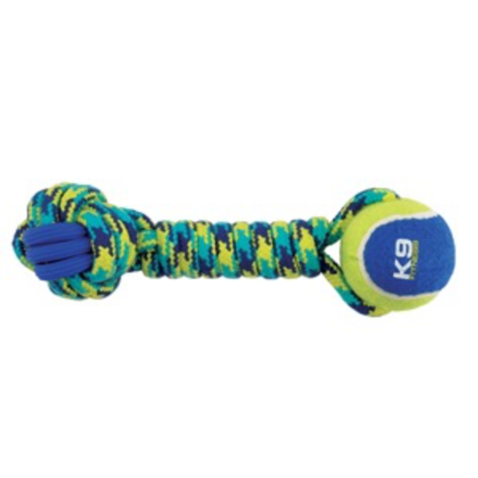(W) K9 Fitness by Zeus Rope and TPR Tennis Ball Dumbbell - 30.48 cm dia. (12 in dia.)