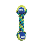 (W) K9 Fitness by Zeus Double Tennis Ball Rope Dumbbell with Tennis Ball - Medium - 6.35 cm (9 in) 96371