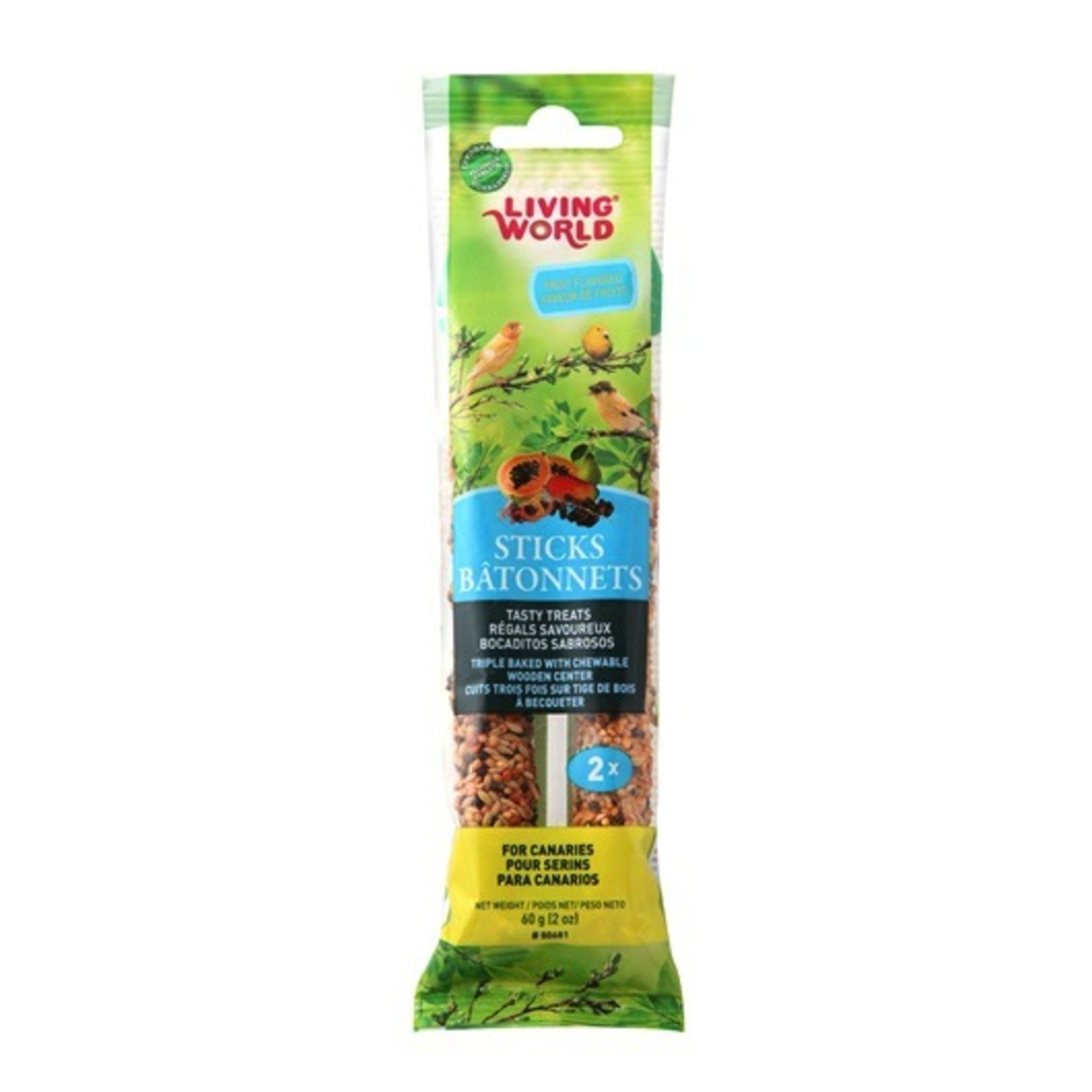 LIVING WORLD Living World Canary Sticks - Fruit Flavour - 60 g (2 oz), 2-pack