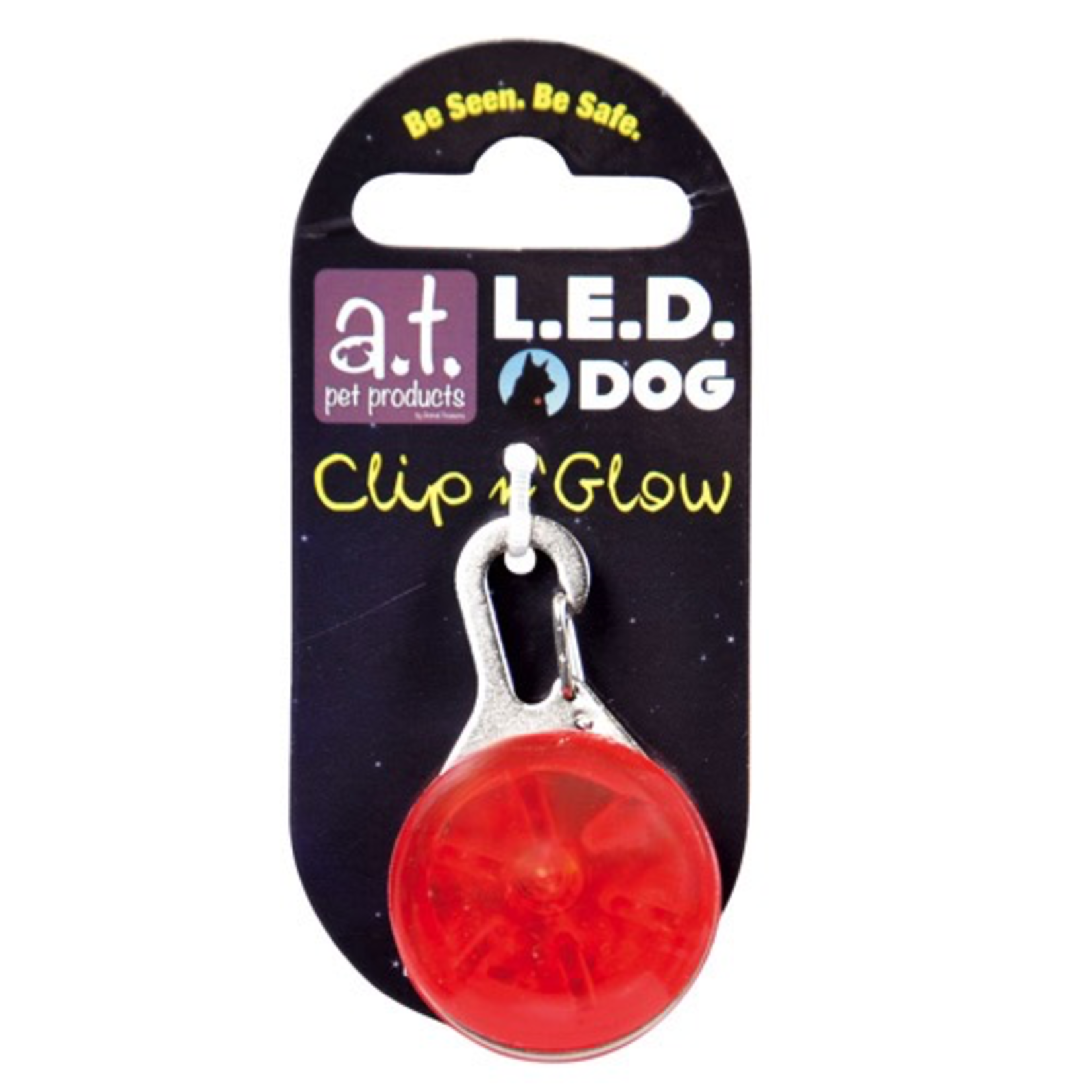 A.T. PET PRODUCTS AT LED Clip n' Glow Tag - Red